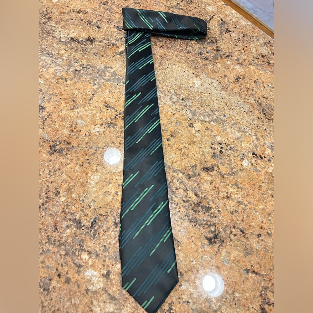 CM Gold Series Extra Long Black & Neon Green Necktie